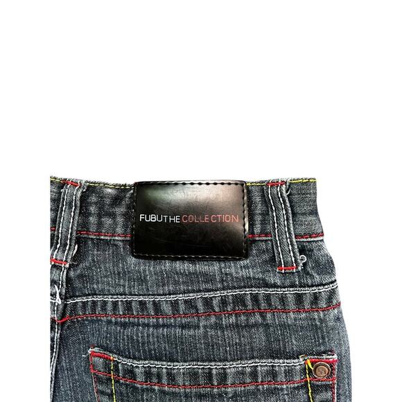 Fubu The Collection Jeans Womens Black  Wide Leg Sz 16 Hip Hop Y2K Graffiti - Picture 6 of 8